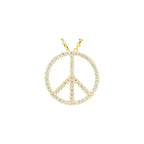 14K Yellow Gold 1/4 CTW Natural Diamond Tiny Peace Sign 16" Necklace