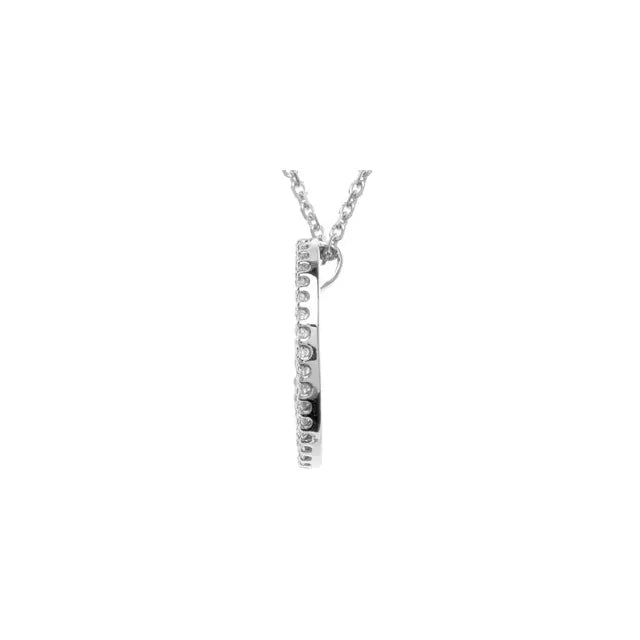 14K White Gold 1/4 CTW Natural Diamond Tiny Peace Sign 16" Necklace