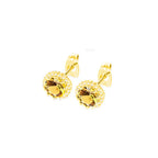 DiamondX 18k Yellow Gold 1 Carat Created Halo Round Sapphire Birthstone Stud Earrings All Colors Plated