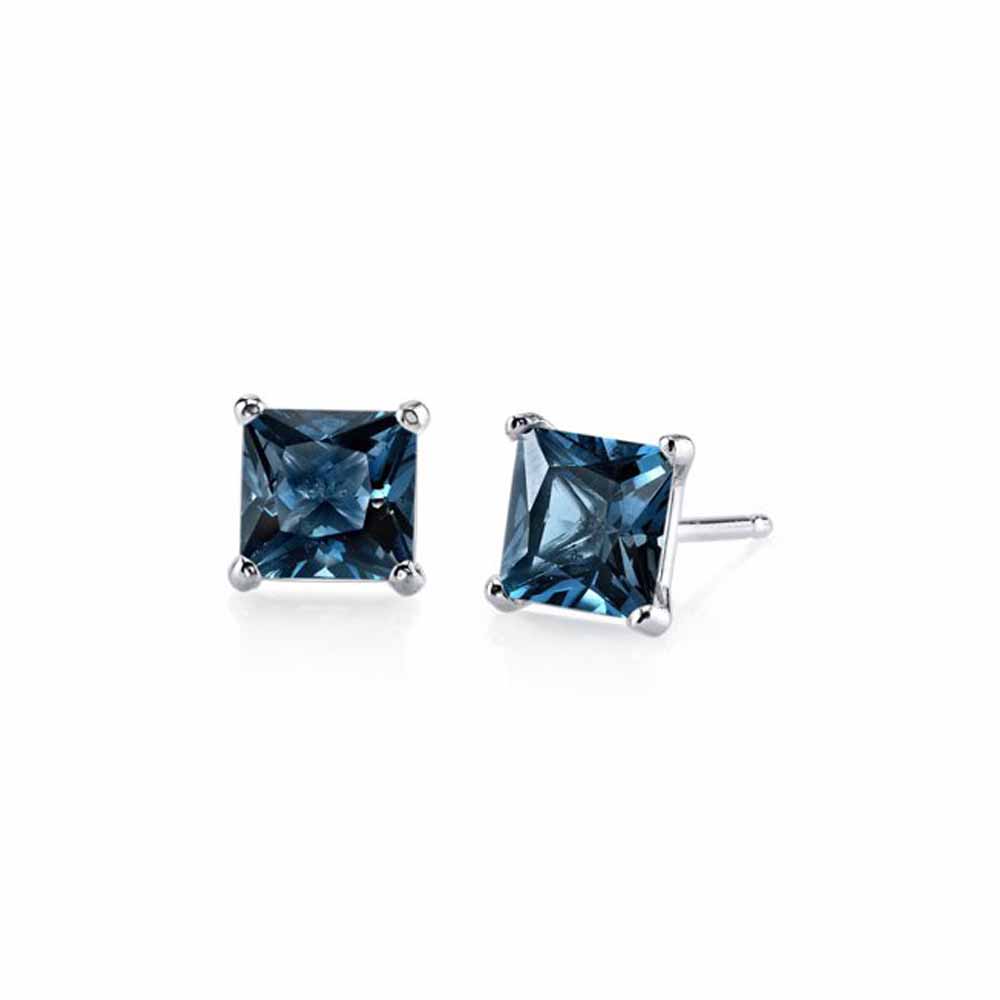 DiamondX 14k White Gold Push Back Princes Created Alexandrite Stud Earrings 4mm