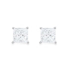 DiamondX 14k White Gold Push Back Princess Created White Sapphire Stud Earrings 4mm