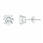 14k White Gold Push Back Round Created White Sapphire Stud Earrings 3mm