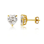 DiamondX 14k Yellow Gold Push Back Heart Created White Sapphire Stud Earrings 3mm