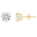 DiamondX 14k Yellow Gold Push Back Round Created White Sapphire Stud Earrings 3mm