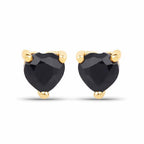 DiamondX 14k Yellow Gold Push Back Heart Created Black Sapphire Stud Earrings 4mm