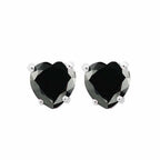 DiamondX 14k White Gold Push Back Heart Created Black Sapphire Stud Earrings 3mm