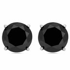 DiamondX 14k White Gold Push Back Round Created Black Sapphire Stud Earrings 3mm