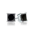 DiamondX 18K White Gold 1 Carat Created Princess Sapphire Birthstone Stud Earrings All Colors Plated