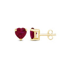 DiamondX 14k Yellow Gold Push Back Heart Created Ruby Sapphire Stud Earrings 4mm