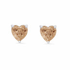 DiamondX 14k White Gold Push Back Heart Created Champagne Sapphire Stud Earrings 4mm
