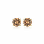 DiamondX 14k Yellow Gold Push Back Round Created Champagne Sapphire Stud Earrings 3mm