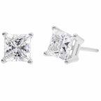 DiamondX 14k White Gold Push Back Princess Created Diamond Stud Earrings 4mm