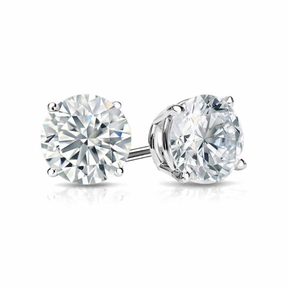 DiamondX 14k White Gold Push Back Round Created Diamond Stud Earrings 4mm