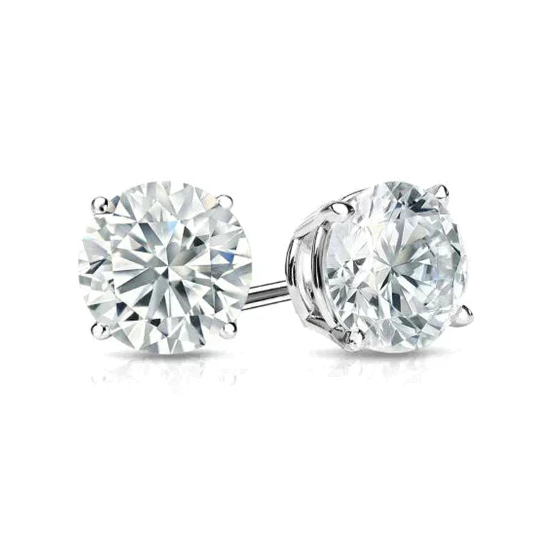 DiamondX 14k White, Yellow, Rose Solid Gold 1/4 Carat Round Created Diamond 4 Prong Solitaire Stud Earrings 4mm