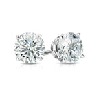DiamondX 14k White Gold 1/4 Carat Round Genuine Diamond 4 Prong Solitaire Stud Earrings 4mm