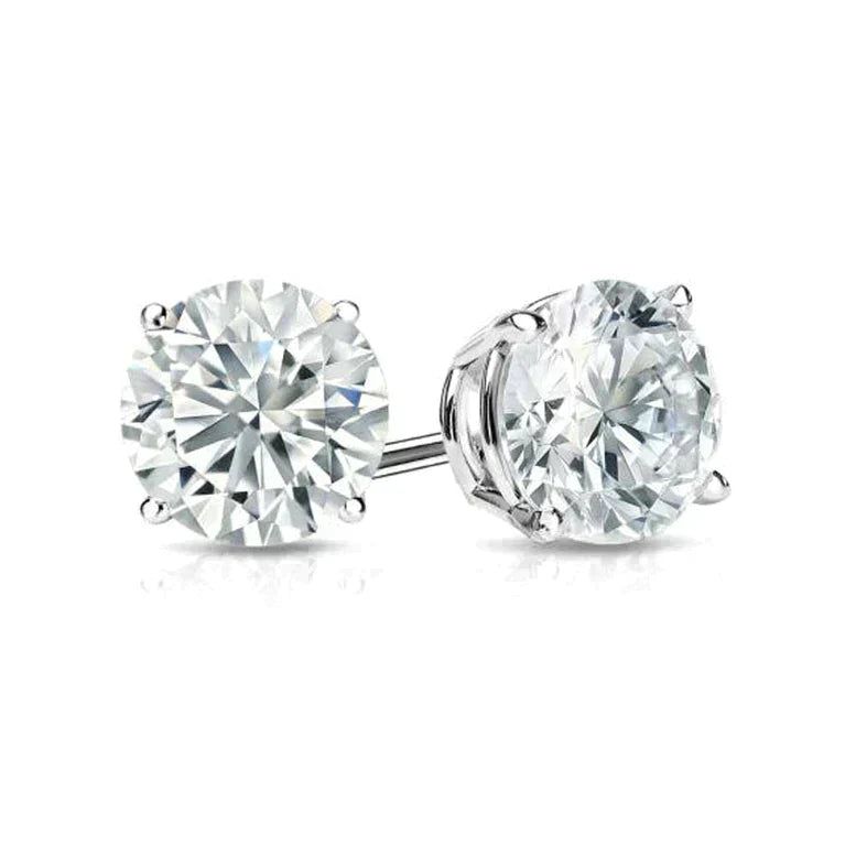 DiamondX 14k White and Yellow Gold 1/4 Carat Round Genuine Diamond 4 Prong Solitaire Stud Earrings 4mm