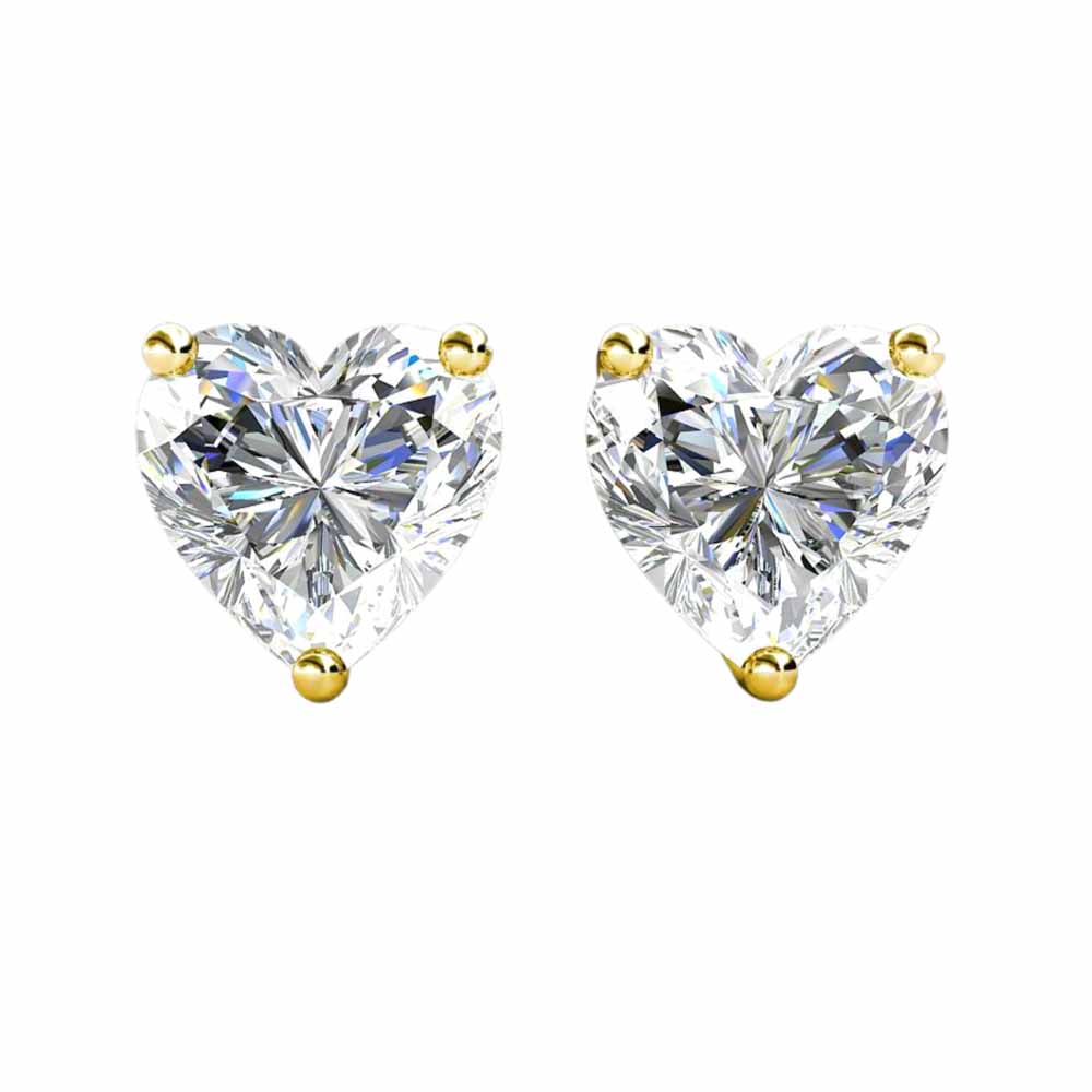 DiamondX 14k Yellow Gold Push Back Heart Created Diamond Stud Earrings 3mm