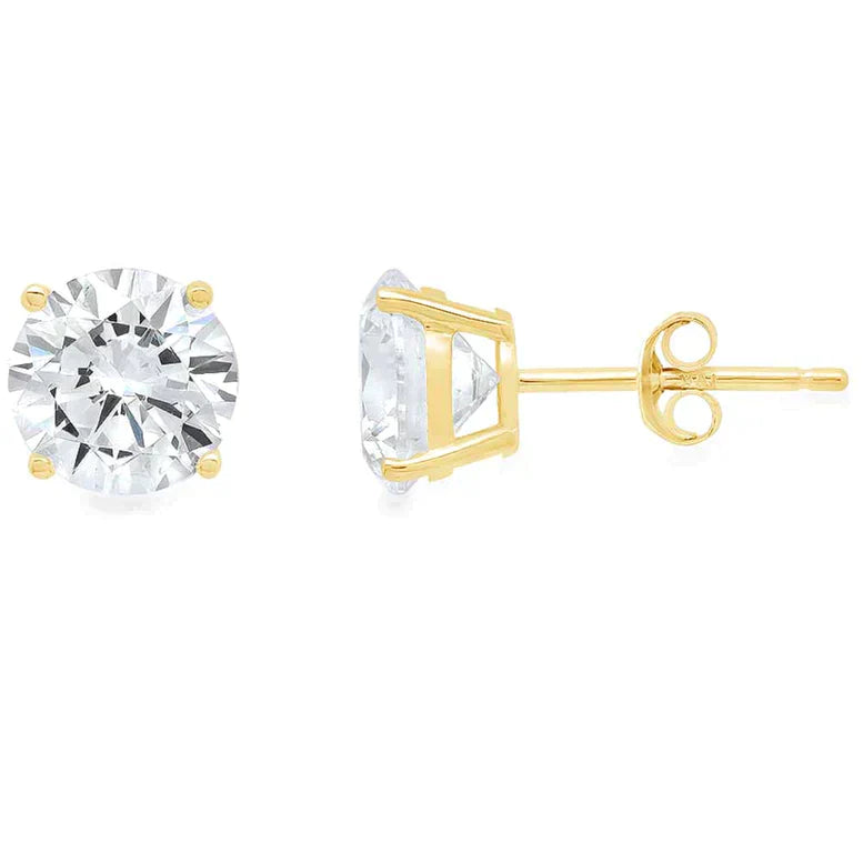 DiamondX 14k Yellow Gold 1/2Ct Solitaire Round Created White Diamond (G-H, I1) Stud Earrings