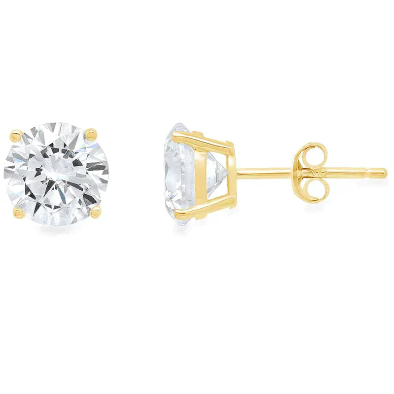 14k Yellow Gold White Diamond Stud Earrings in 1 Ct 4 Prong Push Back Diamond Earrings With Brilliant Round Cut Diamond Stud Earrings For Women And Men Perfect Gift By DiamondX