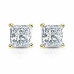 DiamondX 14k Yellow Gold Push Back Princess Created Diamond Stud Earrings 3mm