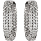 Sterling Silver Imitation Cubic Zirconia Inside-Outside Hoop Earrings