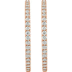 14K Rose Gold 5 CTW Natural Diamond Inside-Outside Hinged Hoop Earrings