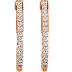 14K Rose Gold 1 CTW Natural Diamond Inside-Outside Hinged Hoop Earrings