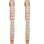 14K Rose Gold 3/4 CTW Natural Diamond Inside-Outside Hinged Hoop Earrings