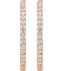 14K Rose Gold 3 CTW Natural Diamond Inside-Outside Hinged Hoop Earrings