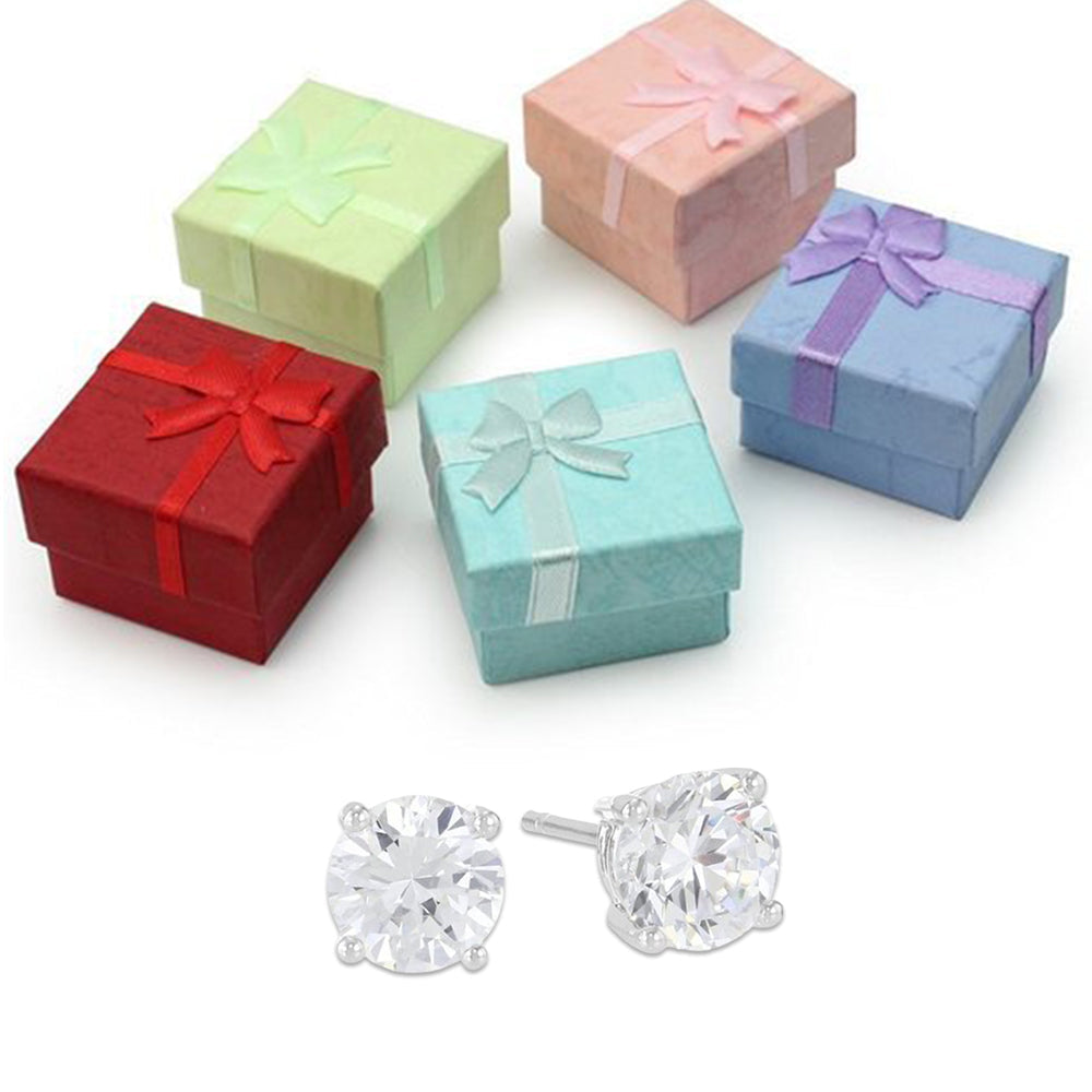 14k White Gold 1/4 Carat 4 Prong Solitaire Genuine White Diamond Stud Earrings