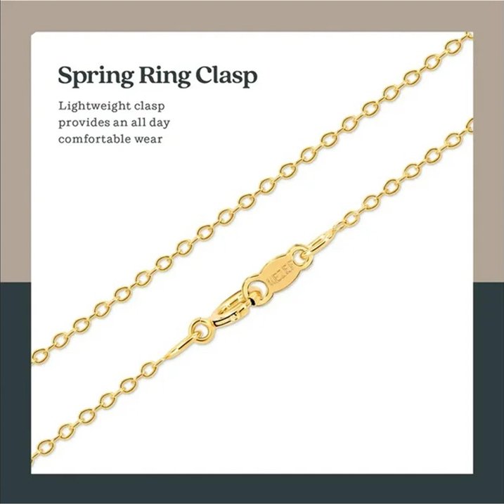 DiamondX 18k Yellow Gold Cable Chain Necklace Italian 2mm, 18 inches length Plated