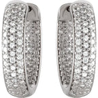 Sterling Silver Imitation Cubic Zirconia Inside-Outside Hoop Earrings