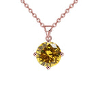 18K Rose Gold 4 Carat Created Citrine Round Stud Necklace Plated 18 inch