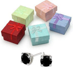14k White Gold Natural 1/2 Ct Round Black Created Diamond CZ Stud Earrings Pack Of 2 Gold Plated