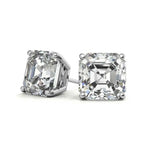 18K White Gold 4 Ct Asher Cut White Topaz Stud Earrings by DiamondX