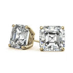 18K Yellow Gold 3 Ct Asher Cut White Topaz Stud Earrings by DiamondX