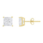 18K Yellow Gold Created White Diamond Princess Cut Screw Back Stud Earrings Gift for Women plated by DiamondX