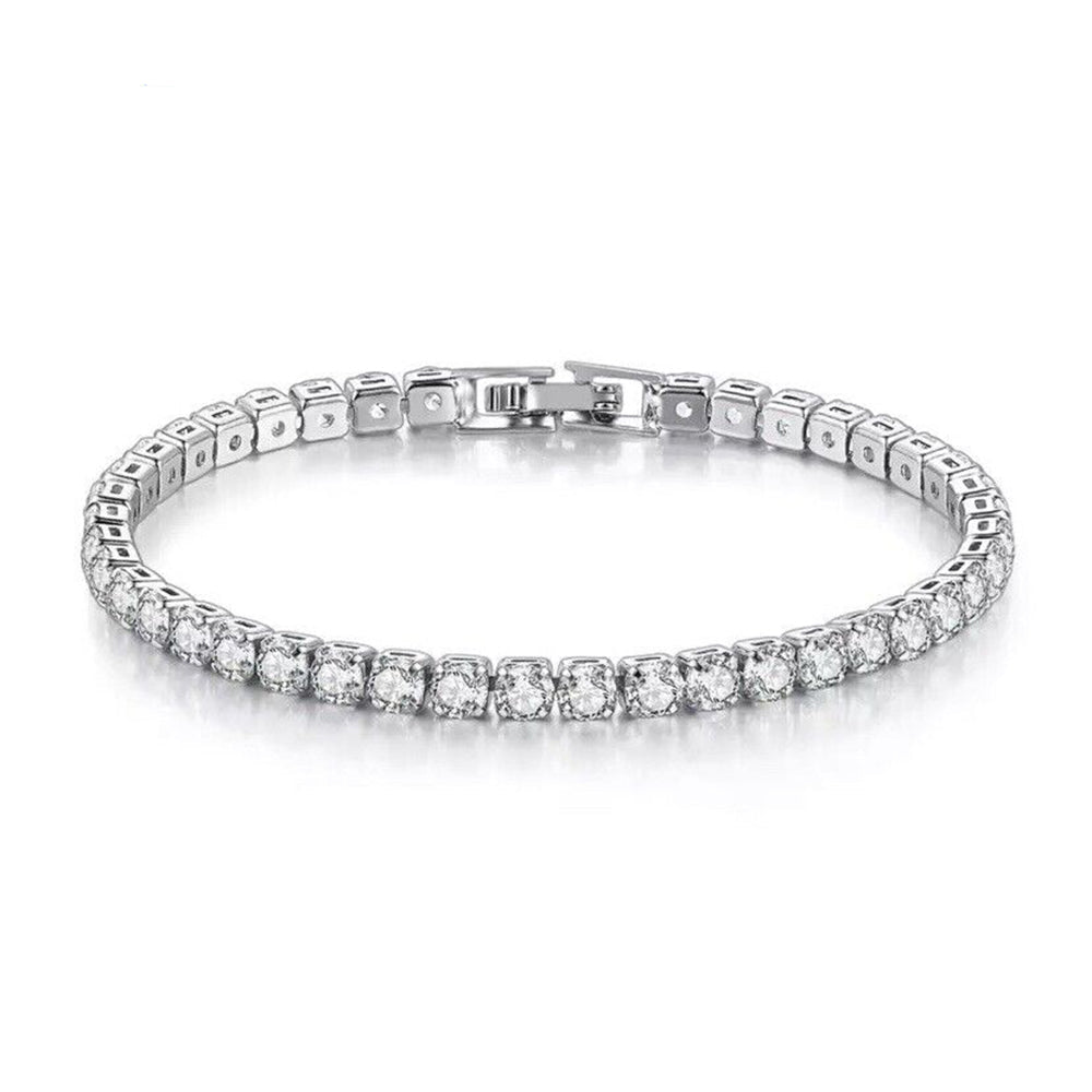 DiamondX 18K White Gold 4 Carat Paris Crystals Round Tennis Bracelet Plated