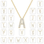 DiamondX 18K Yellow Gold A-Z Alphabet Created White Sapphire Necklace Initial Plated