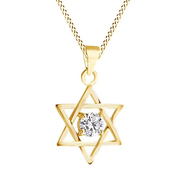 DiamondX 18K Yellow Gold 1/2Ct White Sapphire Star of David Pendant For Women Plated
