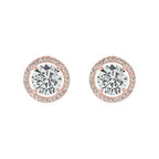DiamondX 18K Rose Gold Created White Sapphire 4Ct Halo Round Stud Earrings Plated