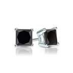 DiamondX14K White Solid Gold Created Black Diamond 1/4Ct, 1/2Ct, 1Ct, 2Ct, 3CT Round and Princess Stud Earrings 2 Pairs