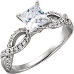 14K White Gold Round 1/5 CTW Diamond Semi-Set Engagement Ring