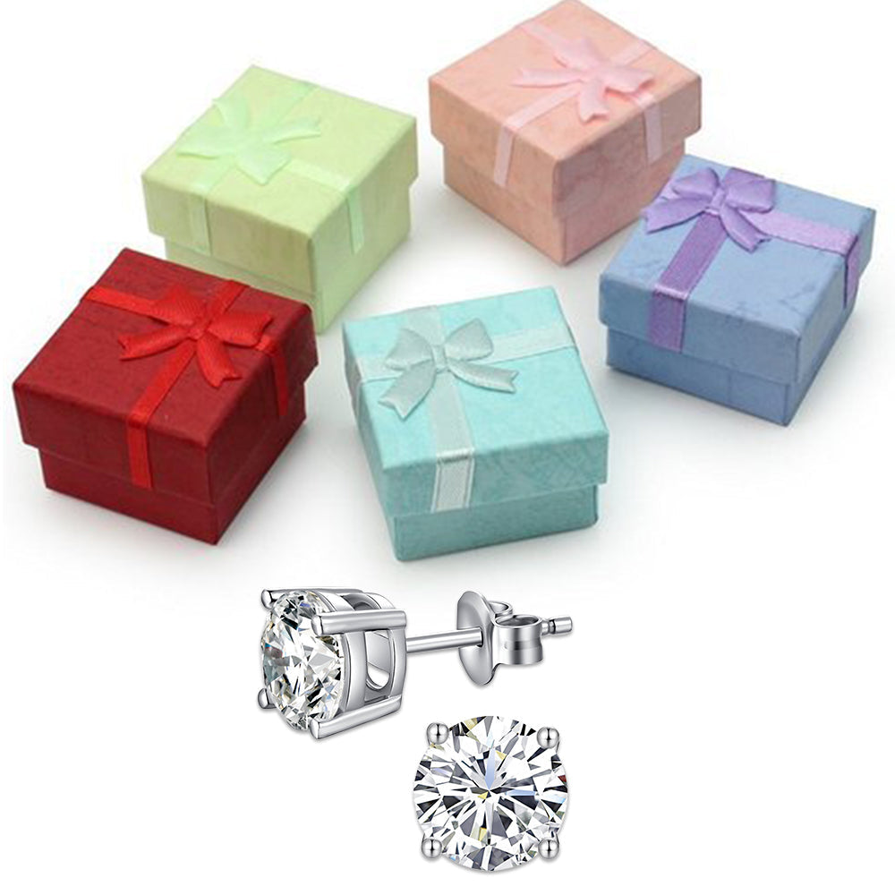 10k White Gold 2 Ct Round Created White Sapphire CZ Stud Earrings Plated