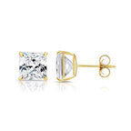 DiamondX 18K Yellow Gold Created White Sapphire 4 Carat Square Stud Earrings