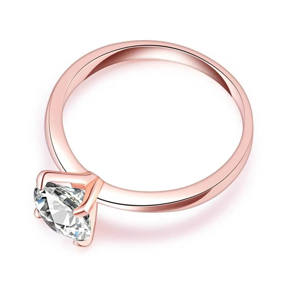 18K Rose Gold Moissanite Round 3ct Engagement Wedding Ring Plated