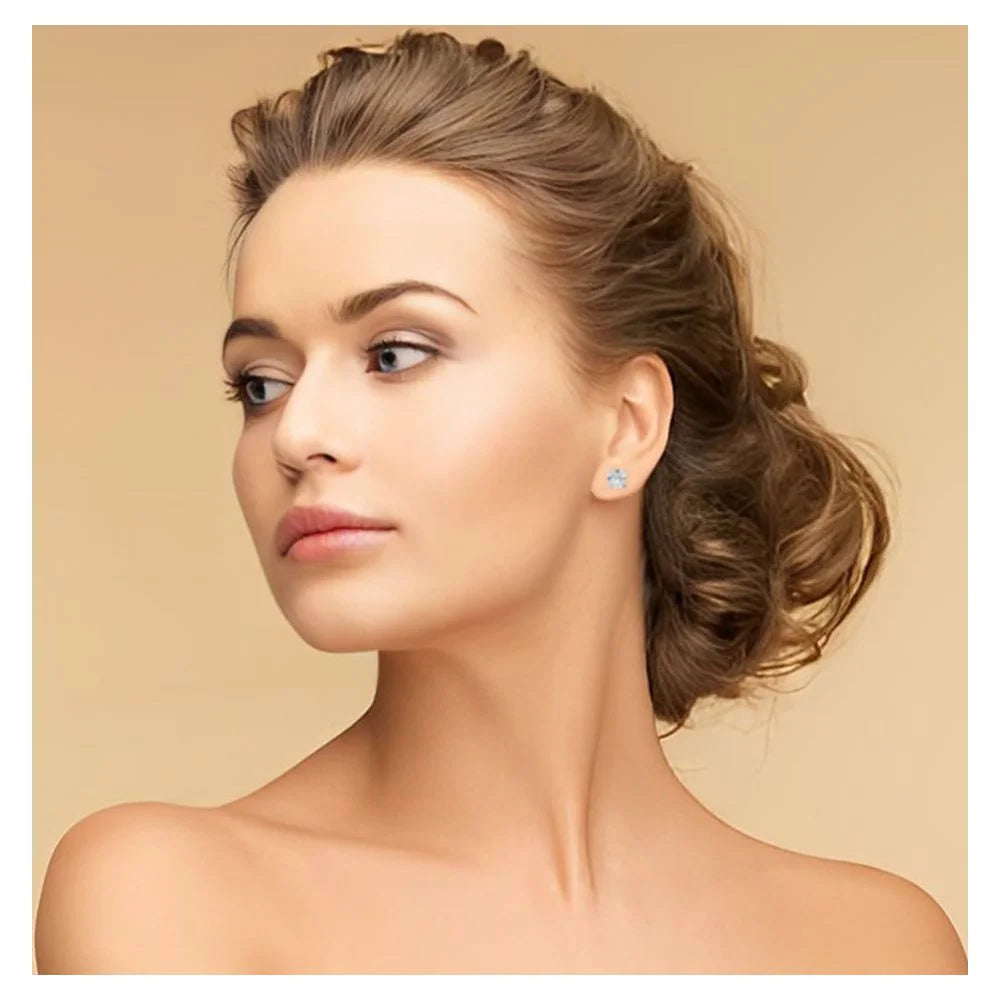 14k Rose Gold 1/2 Carat Created White Diamond Round Stud Earrings (SI1) 4 Prong Setting by DiamondX