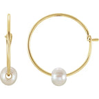 14K Yellow Gold Youth Freshwater Cultured Pearl Huggie Earrings