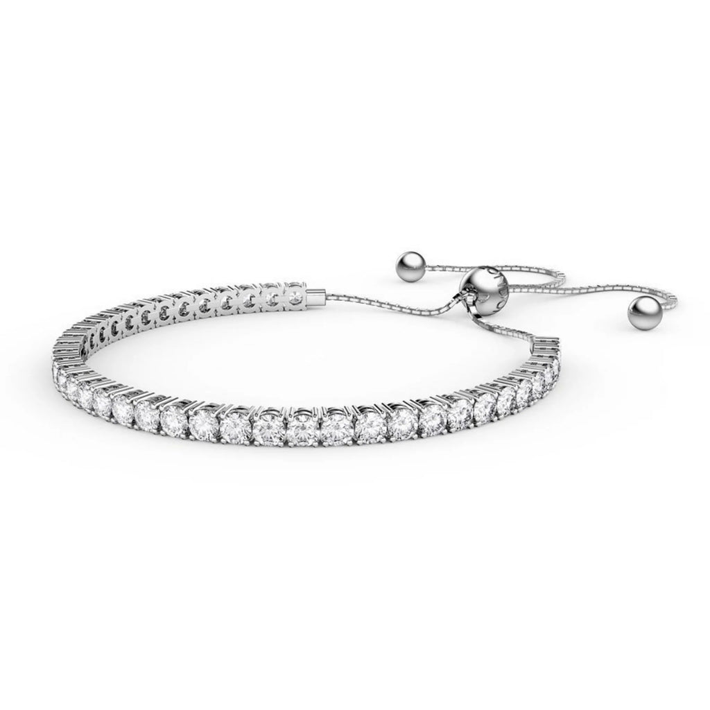DiamondX 24K Rose and White Gold 6ct Created White Sapphire Round Adjustable Tennis Bracelet Unisex Plated