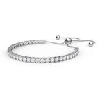 DiamondX 24K Rose and White Gold 6ct Created White Sapphire Round Adjustable Tennis Bracelet Unisex Plated